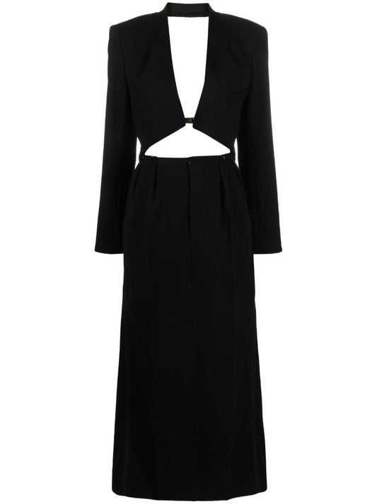 Black Tailcoat Wool Gown