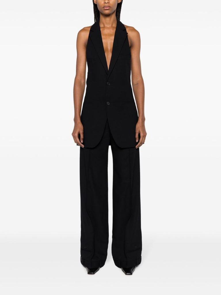 Black Open-back Wool Waistcoat