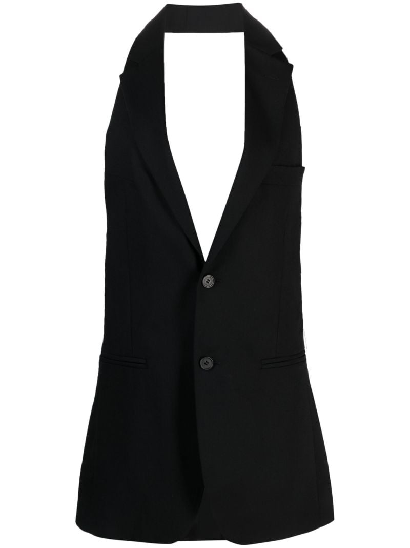 Black Open-back Wool Waistcoat