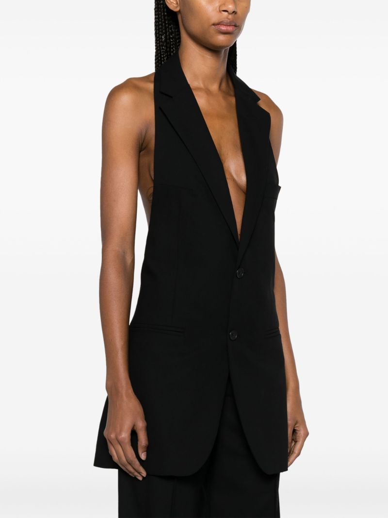 Black Open-back Wool Waistcoat