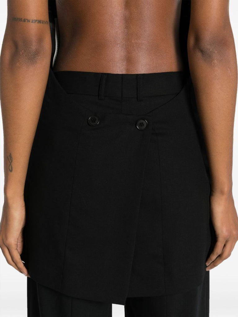Black Open-back Wool Waistcoat