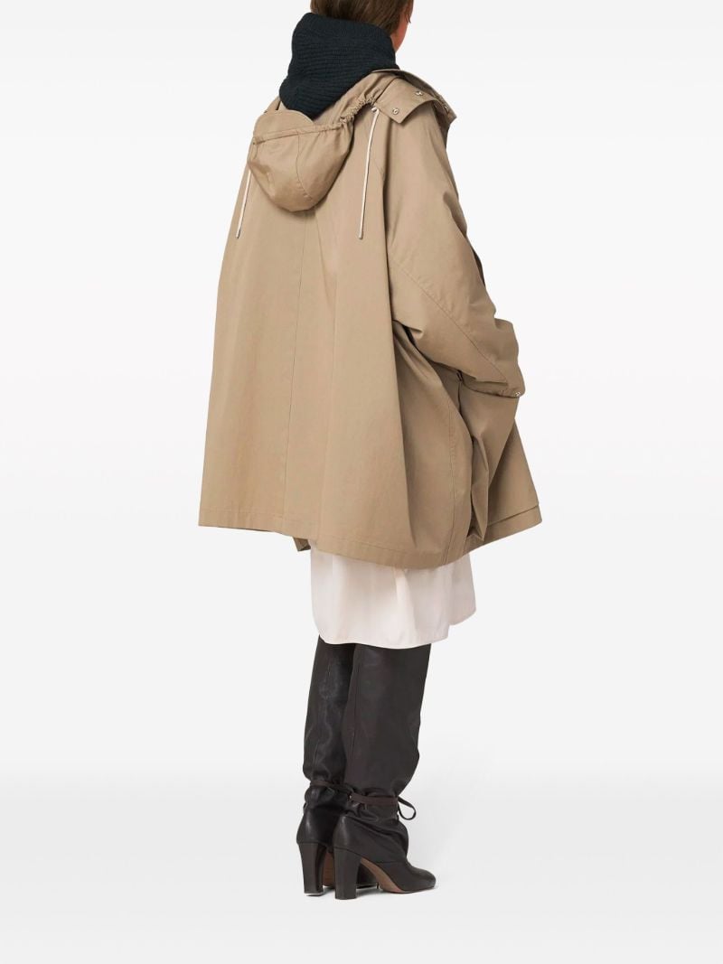 Neutral Gabardine Hooded Cape