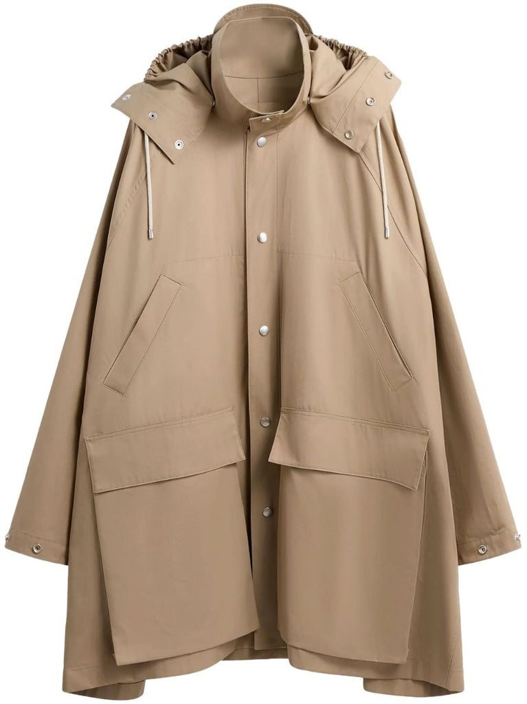 Neutral Gabardine Hooded Cape