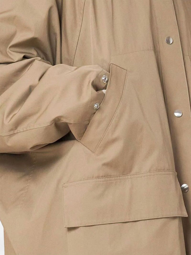 Neutral Gabardine Hooded Cape