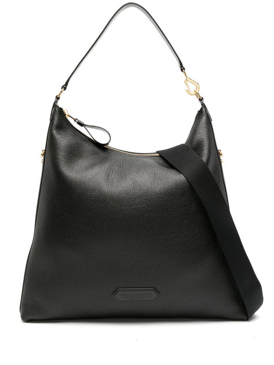 Black Hand-held Leather Tote Bag