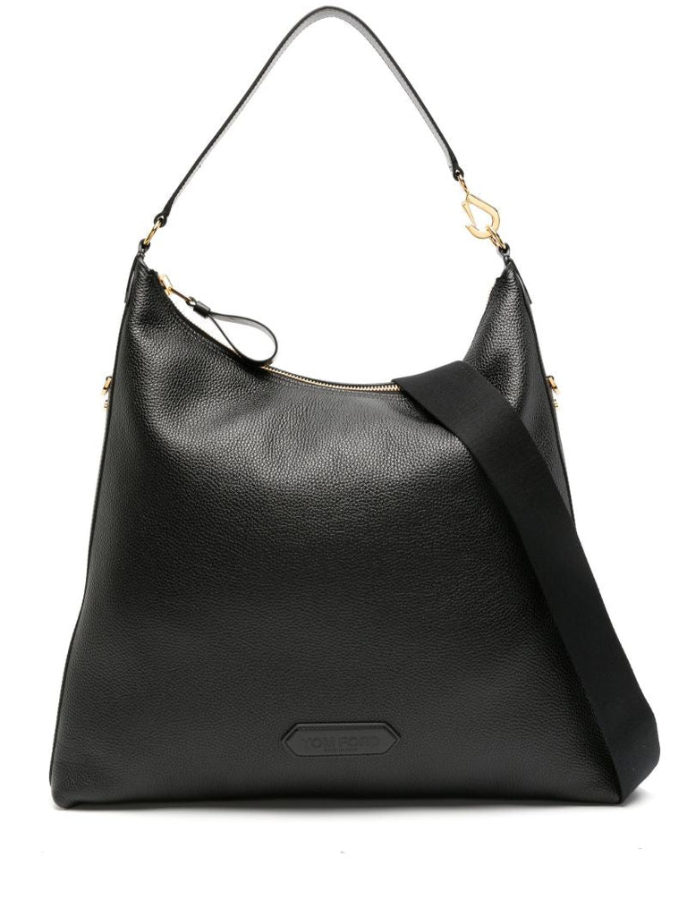 Black Hand-held Leather Tote Bag