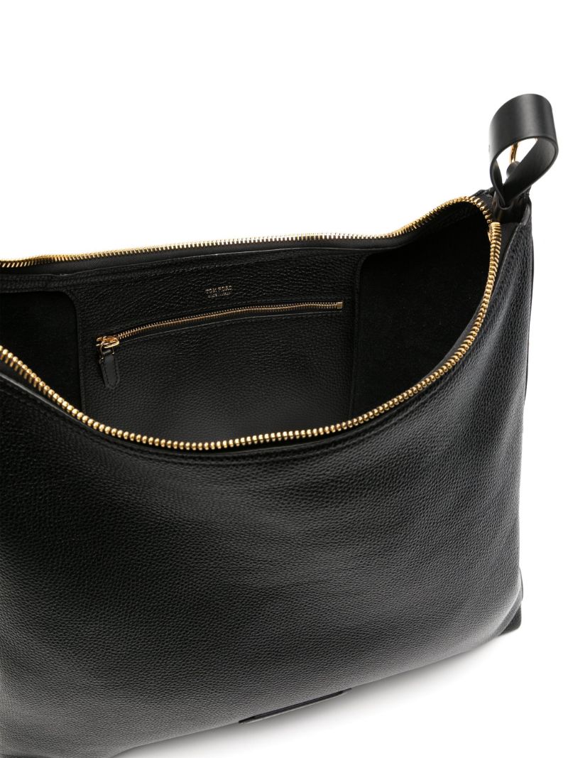 Black Hand-held Leather Tote Bag