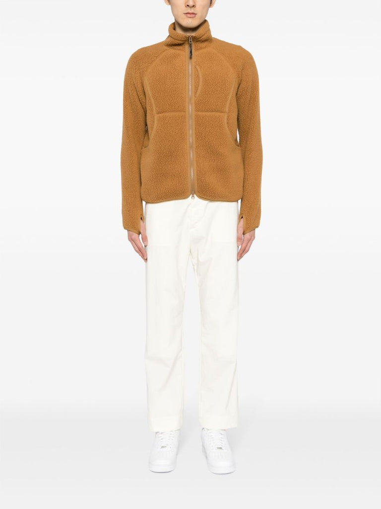 Brown Boa Fleece Bomber Jacket