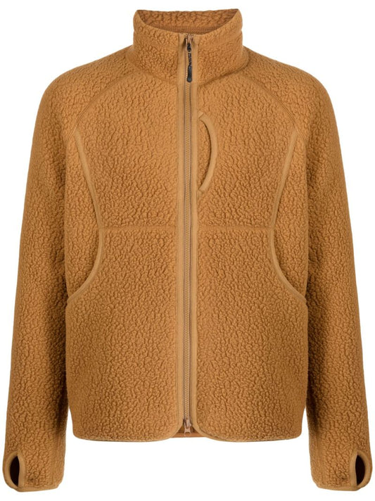 Brown Boa Fleece Bomber Jacket