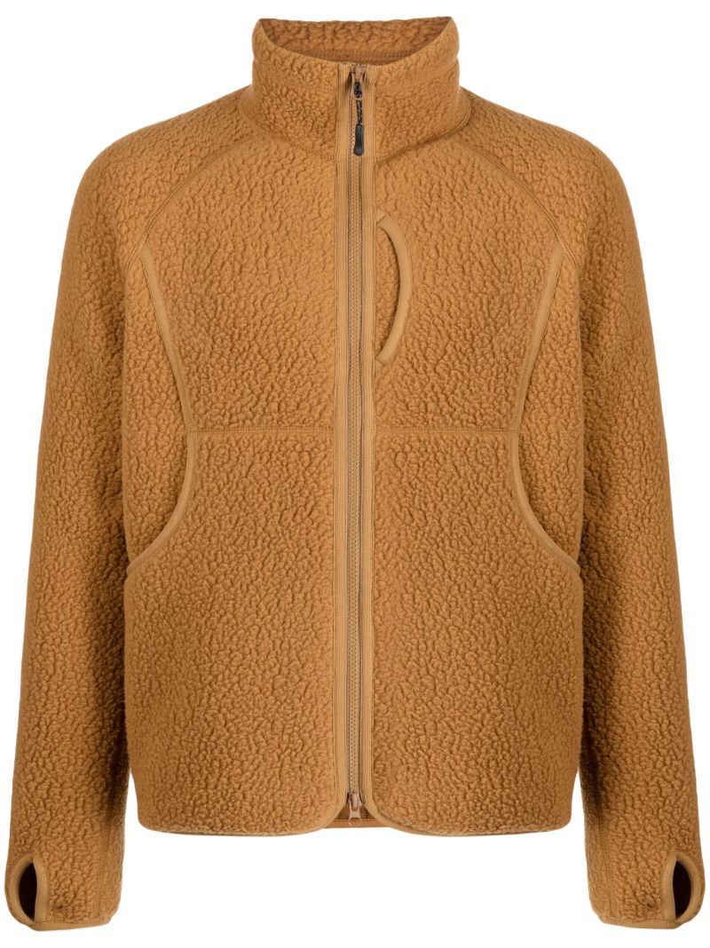 Brown Boa Fleece Bomber Jacket