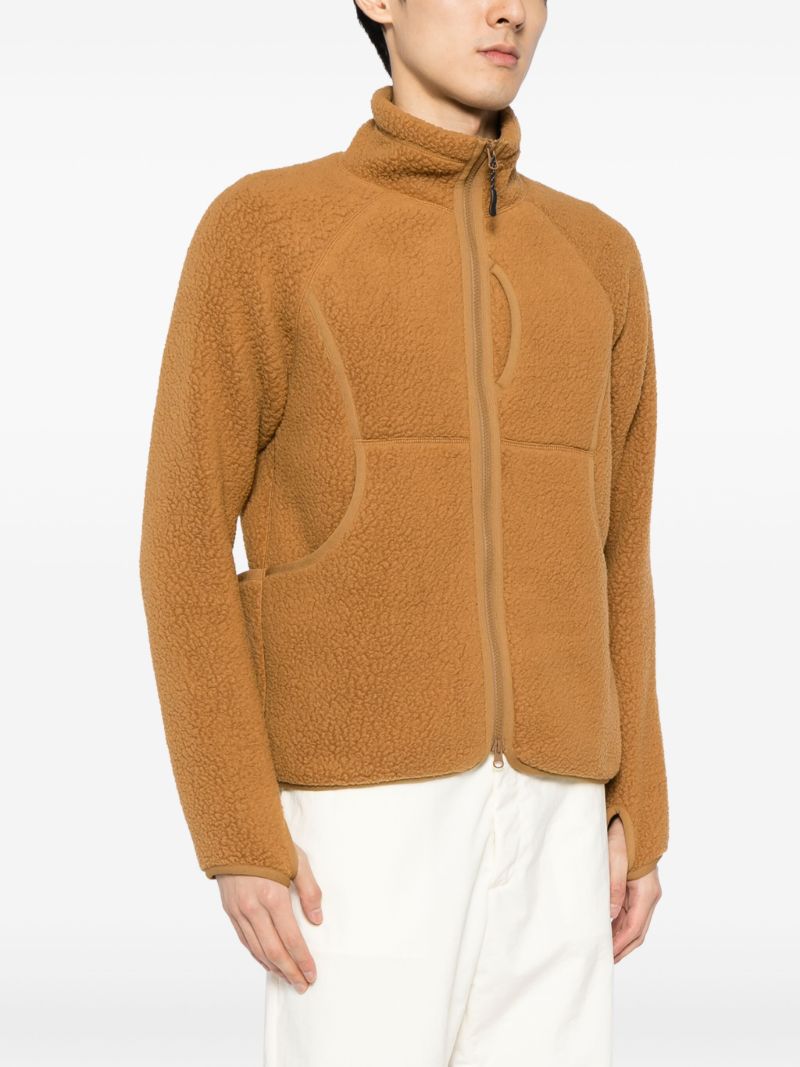 Brown Boa Fleece Bomber Jacket