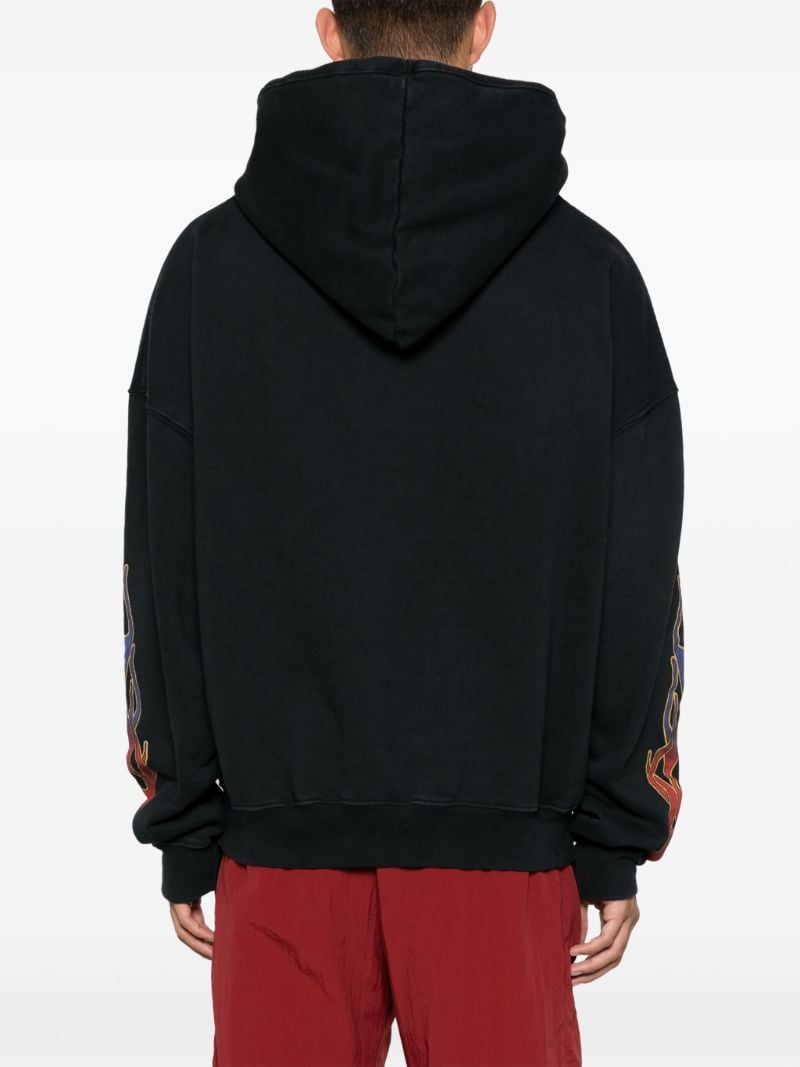 Black Screaming Eagle-print Cotton Hoodie