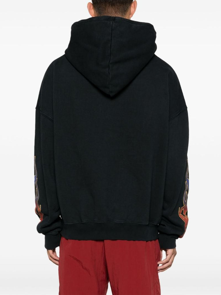 Black Screaming Eagle-print Cotton Hoodie