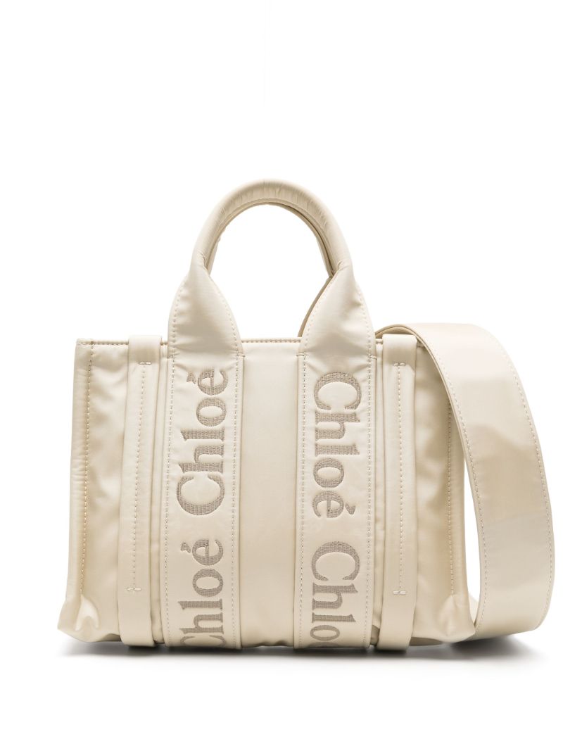 Neutral Woody Small Logo-embroidered Tote Bag