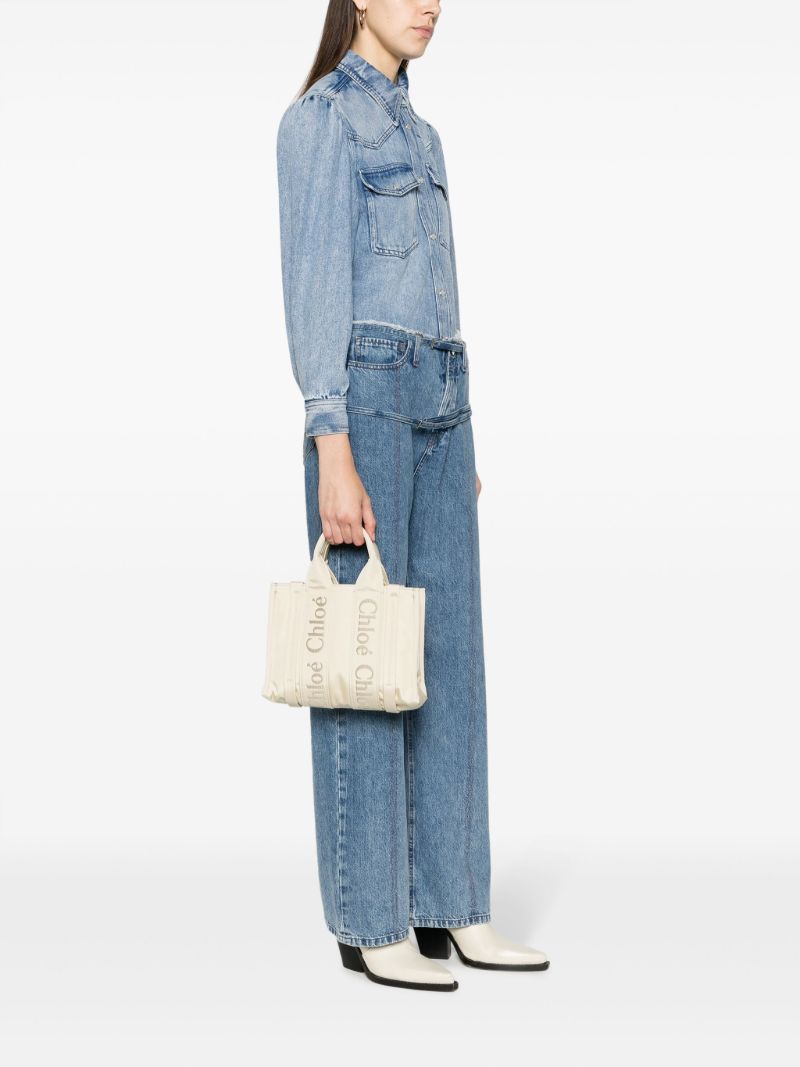 Neutral Woody Small Logo-embroidered Tote Bag