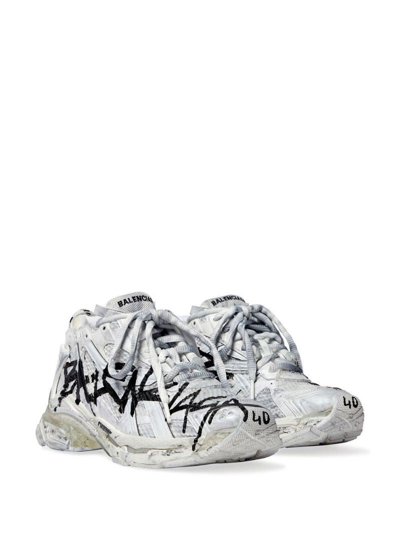 White Graffiti Runner Low Top Sneakers