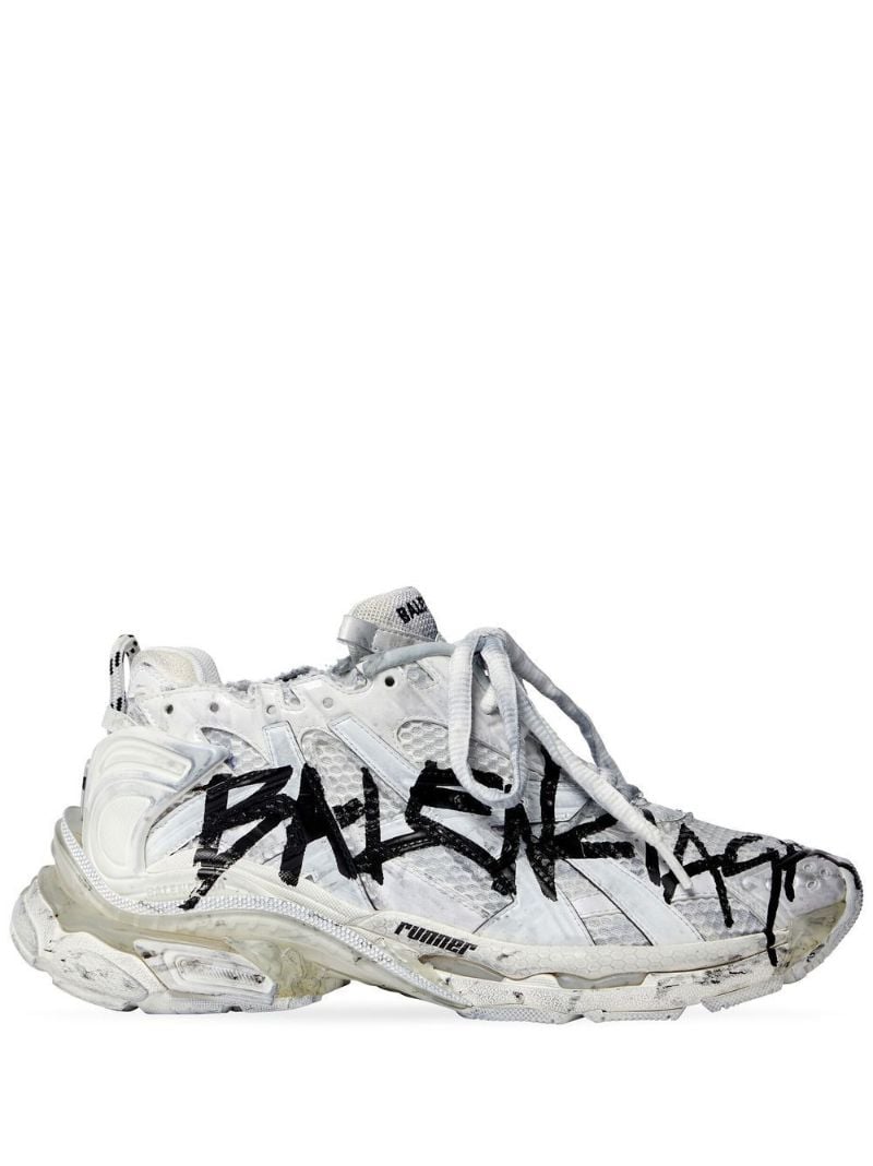 White Graffiti Runner Low Top Sneakers