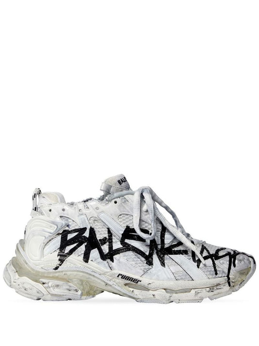 White Graffiti Runner Low Top Sneakers