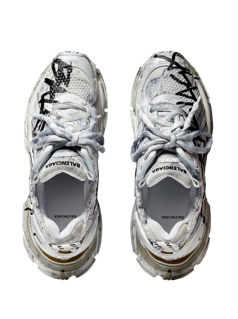 White Graffiti Runner Low Top Sneakers