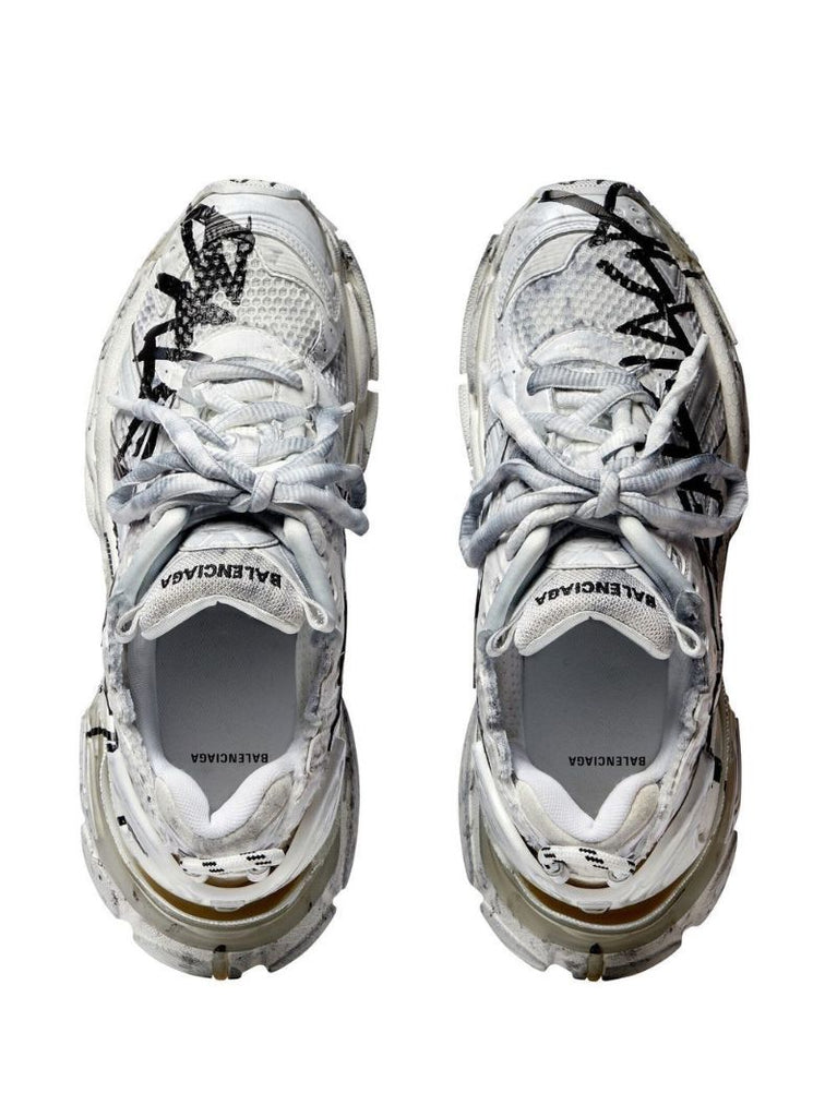 White Graffiti Runner Low Top Sneakers