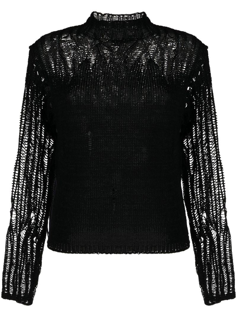 Black Mock-neck Knit Sweater