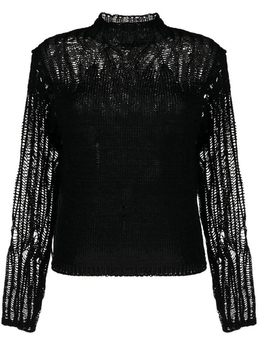 Black Mock-neck Knit Sweater