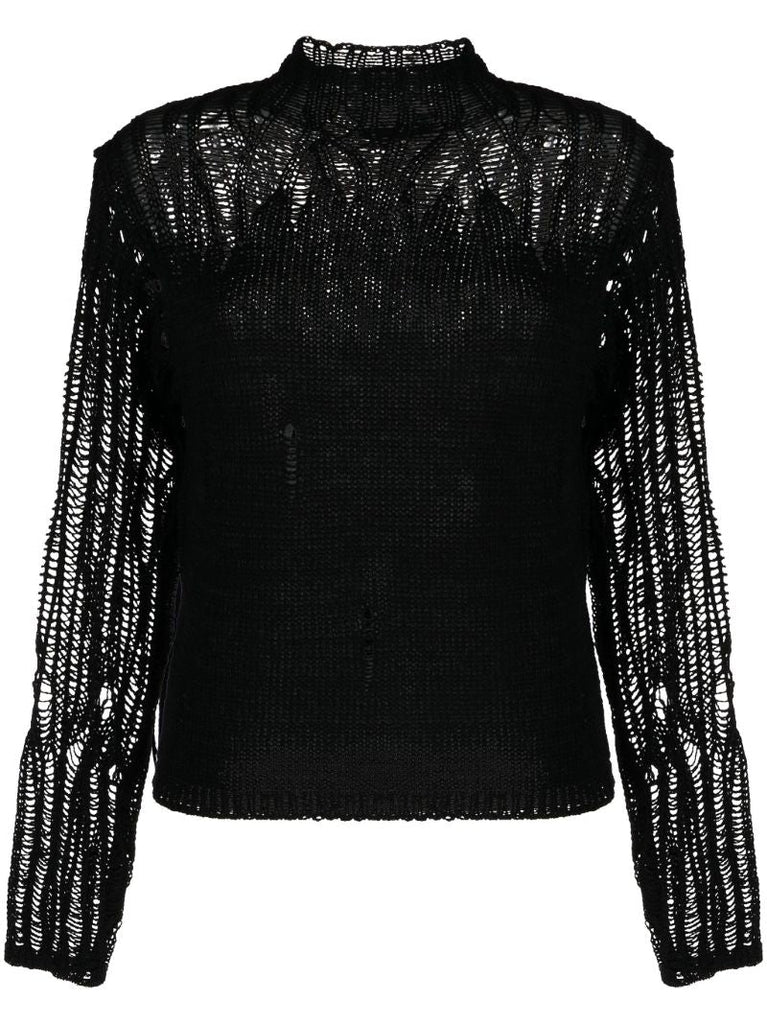 Black Mock-neck Knit Sweater