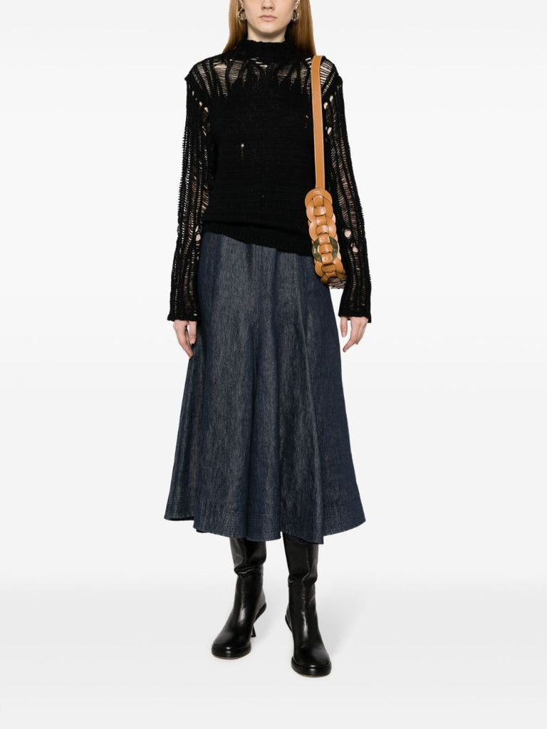 Black Mock-neck Knit Sweater