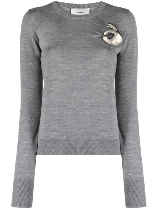 Grey Emoji Virgin Wool Sweater