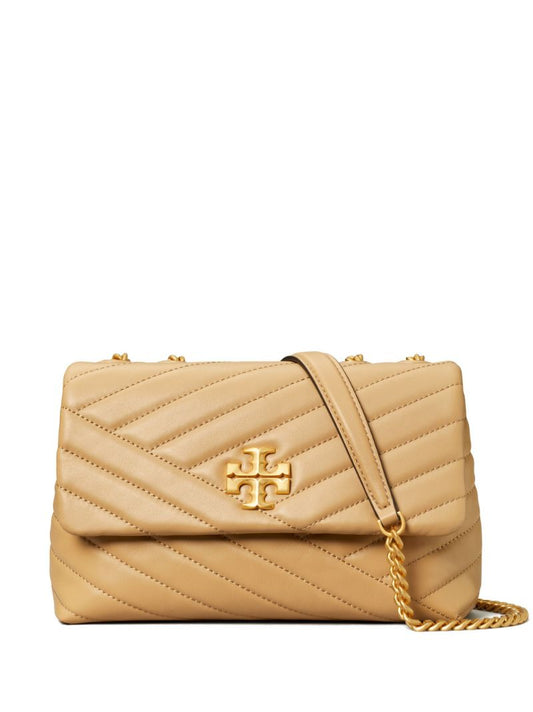 Beige Kira Small Chevron Leather Shoulder Bag