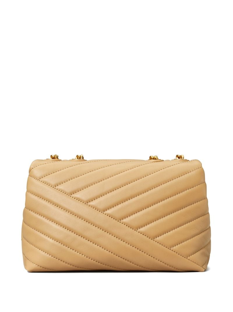 Beige Kira Small Chevron Leather Shoulder Bag