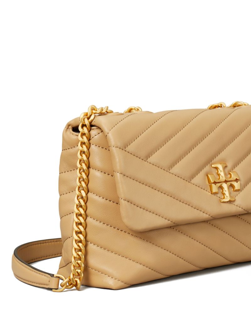 Beige Kira Small Chevron Leather Shoulder Bag