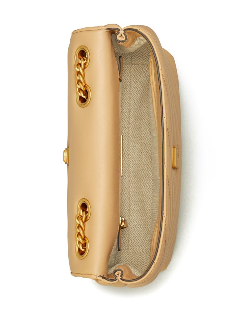 Beige Kira Small Chevron Leather Shoulder Bag
