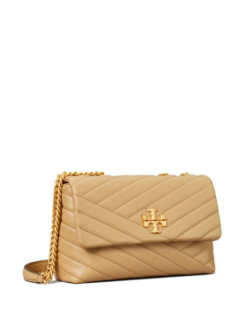 Beige Kira Small Chevron Leather Shoulder Bag