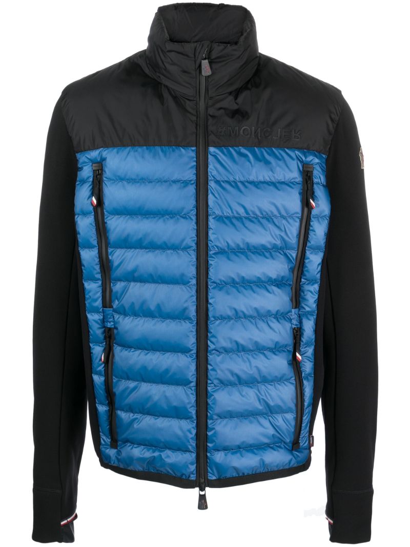 Blue and Black Logo-patch Puffer Jacket