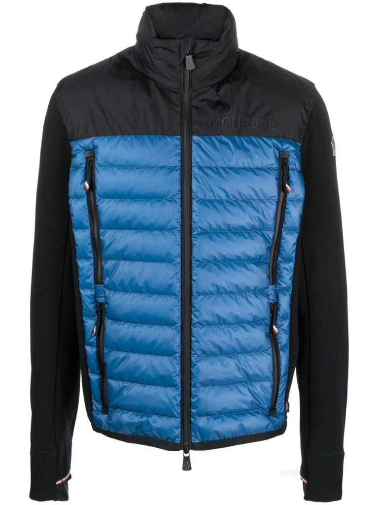 Blue and Black Logo-patch Puffer Jacket