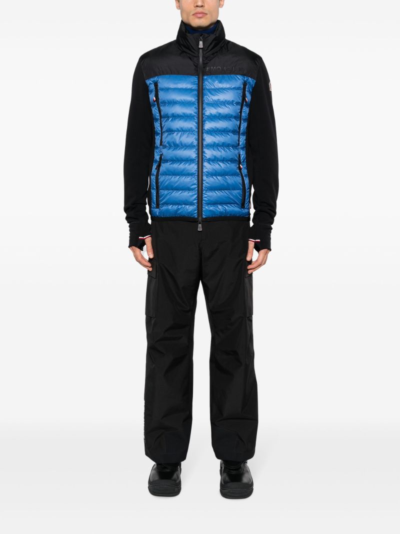 Blue and Black Logo-patch Puffer Jacket