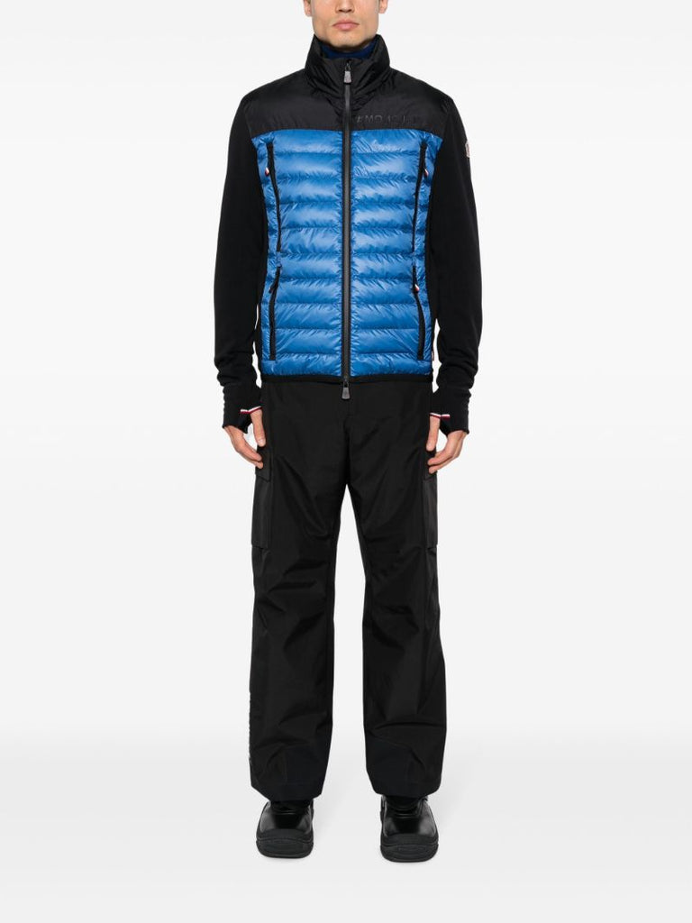 Blue and Black Logo-patch Puffer Jacket