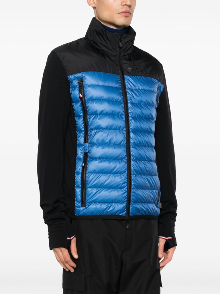 Blue and Black Logo-patch Puffer Jacket