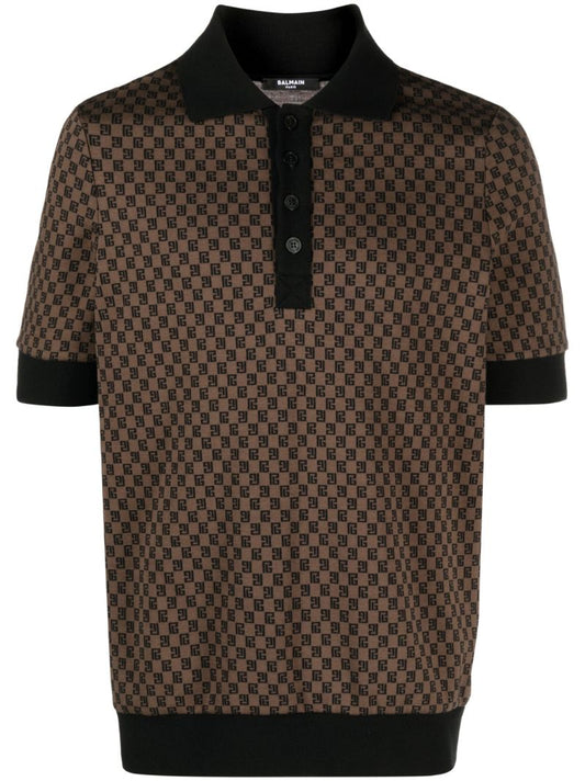 Brown Mini Monogram-jacquard Polo Shirt