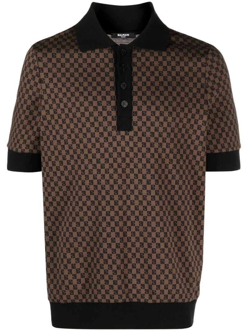 Brown Mini Monogram-jacquard Polo Shirt