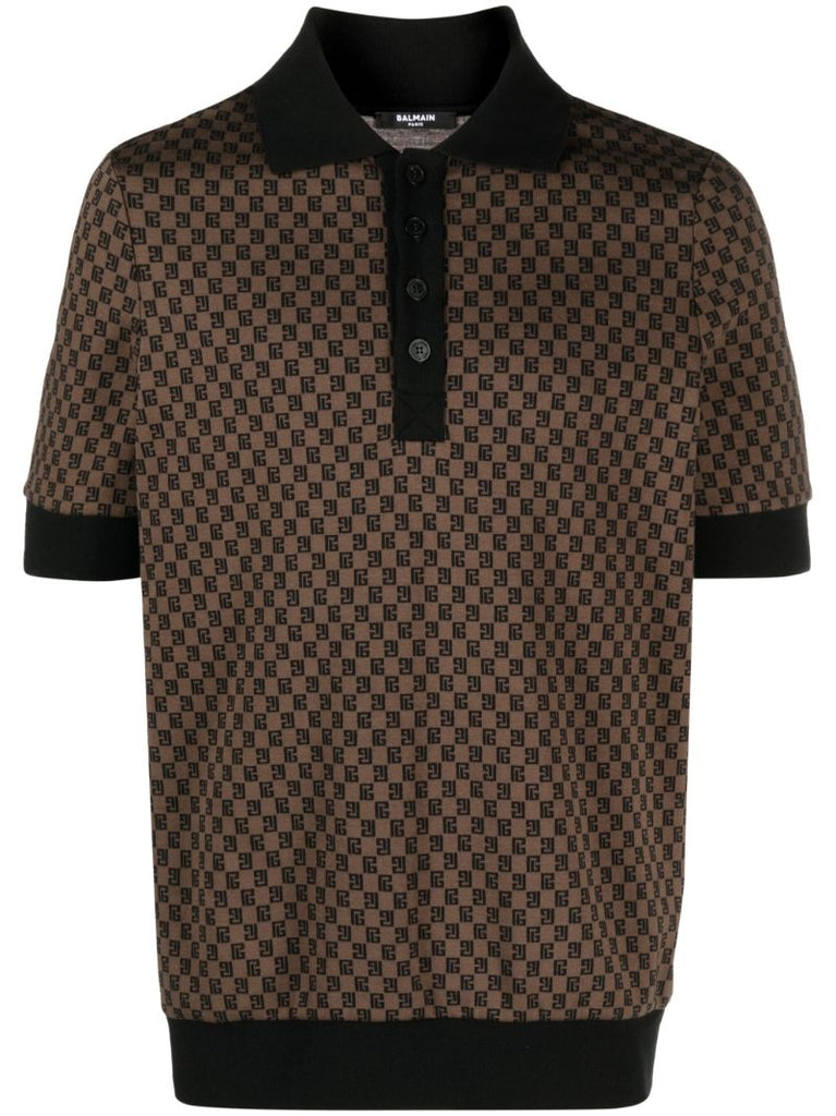 Brown Mini Monogram-jacquard Polo Shirt