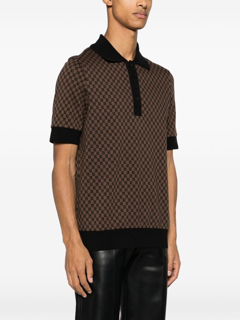 Brown Mini Monogram-jacquard Polo Shirt