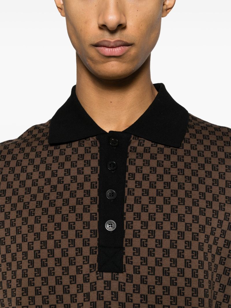 Brown Mini Monogram-jacquard Polo Shirt