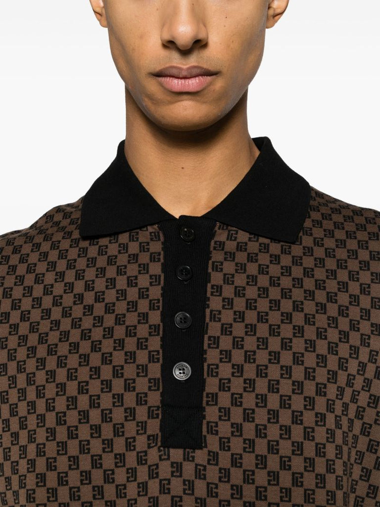 Brown Mini Monogram-jacquard Polo Shirt