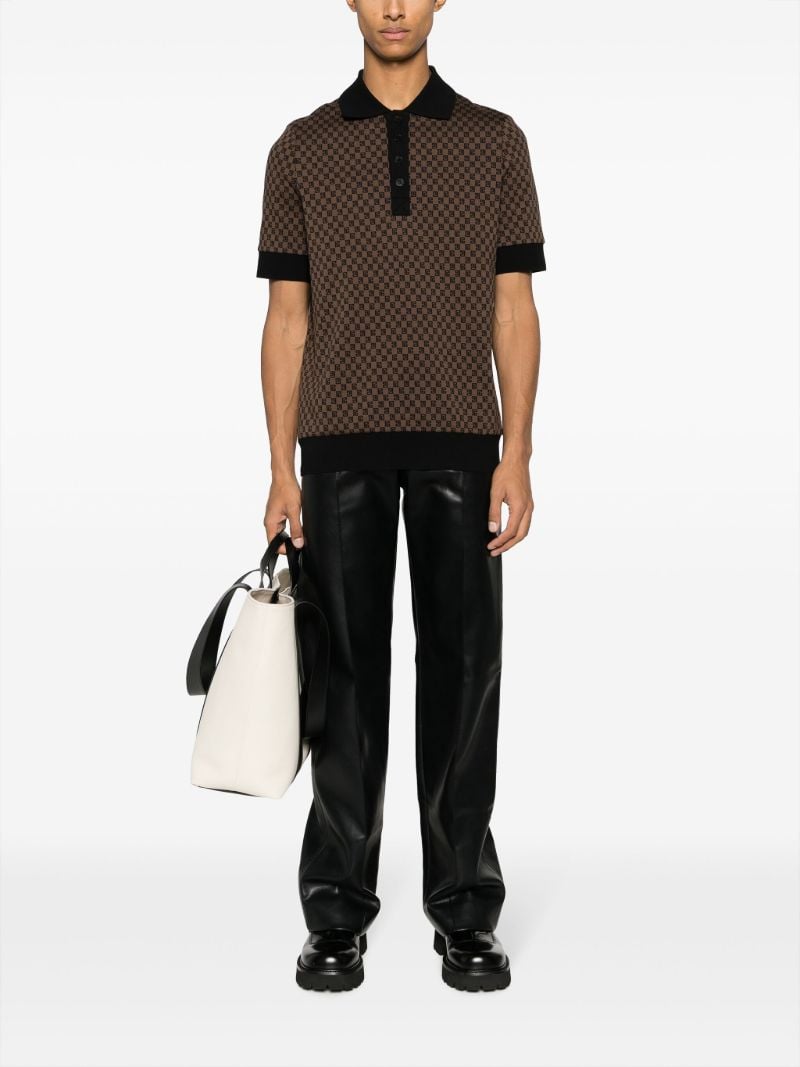 Brown Mini Monogram-jacquard Polo Shirt