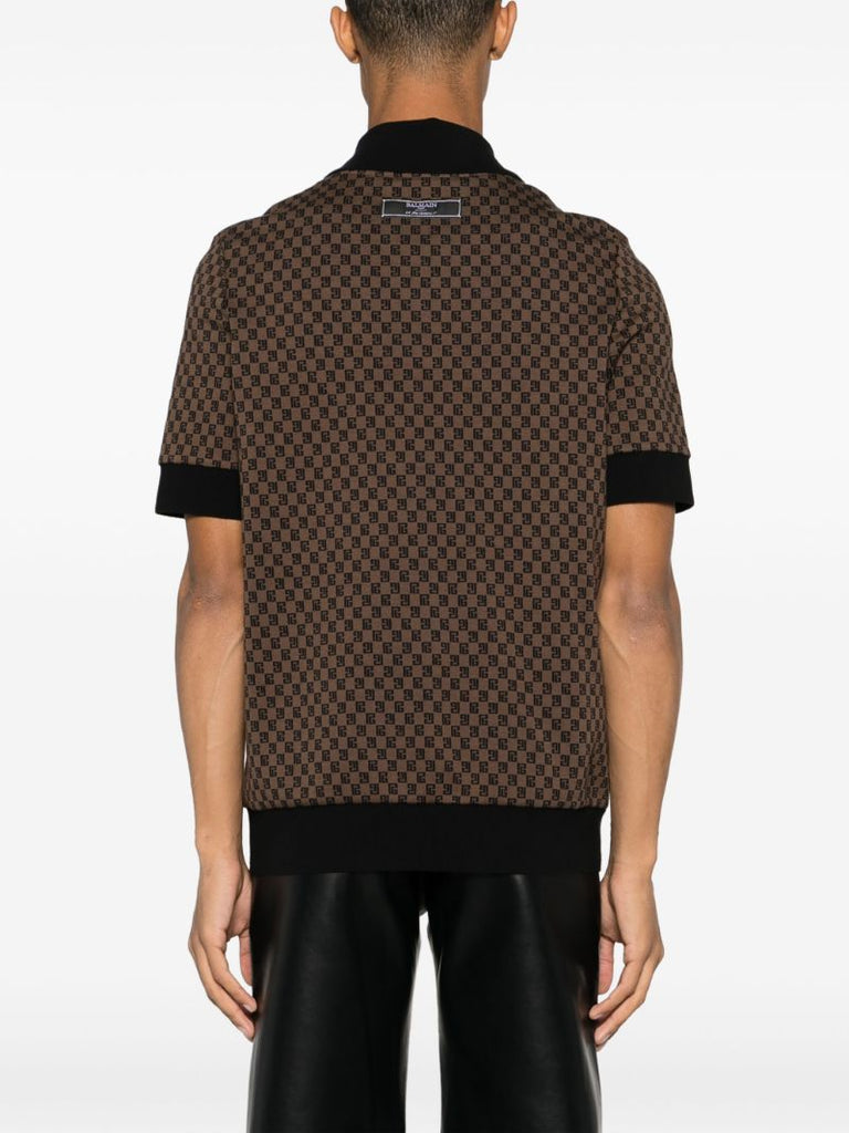 Brown Mini Monogram-jacquard Polo Shirt