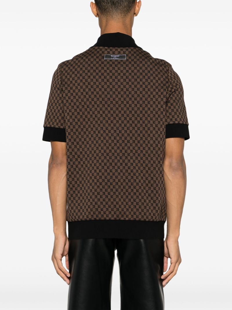 Brown Mini Monogram-jacquard Polo Shirt