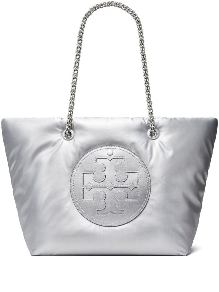 Silver Ella Metallic Chain Soft Tote Bag