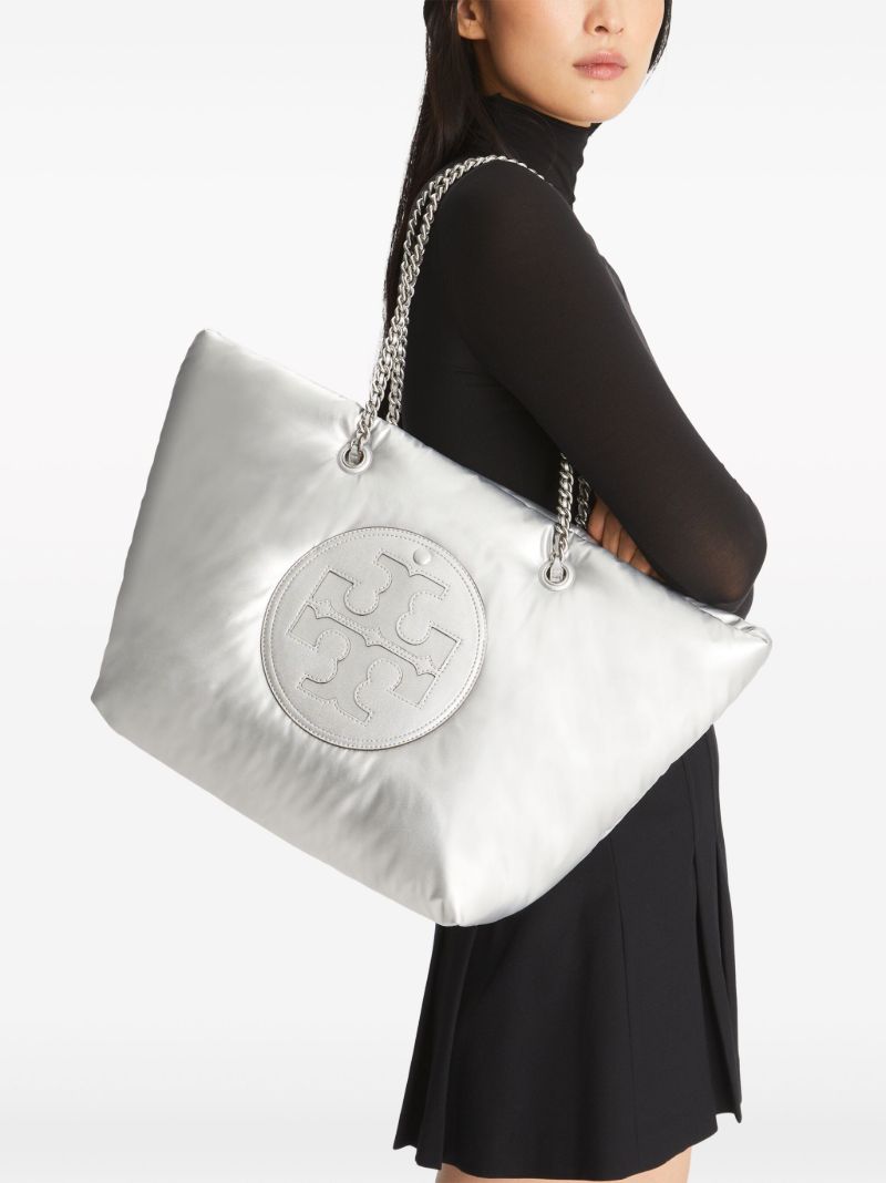 Silver Ella Metallic Chain Soft Tote Bag
